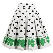 Милая винтажная Женская юбка с цветочным принтом, летние хлопковые юбки с высокой талией, а-силуэт, винтажная плиссированная юбка миди 1950 s