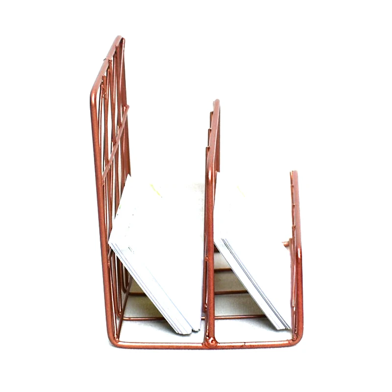 Rose Golden Office School Supplies Letter Holder Organizer Envelope Sorter Mesh Wire Metal Letter Memo Holder Small 10pcs/set
