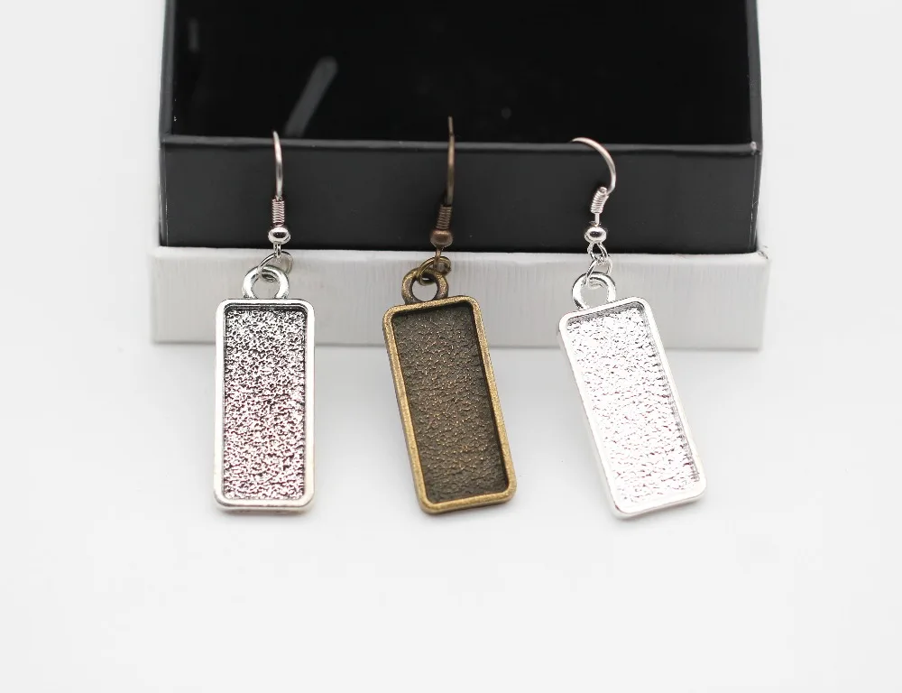 10x25mm Rectangle Cabochon Earring Blanks Base Setting Ant silver/Bronze/Silver Fit For DIY Women Making 20pcs | Украшения и