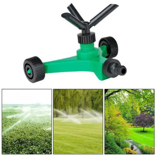 

2019 New Three-fork Rotary Sprinkler With Wheels Watering Tri-outlet Rotating Sprinklers