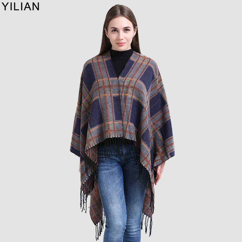 

YILIAN New Arrival Women Scarf Personality Color Plaid Patterns With Tassel Fashion Winter Shawl Wrap Pashmina 5 Color SF859