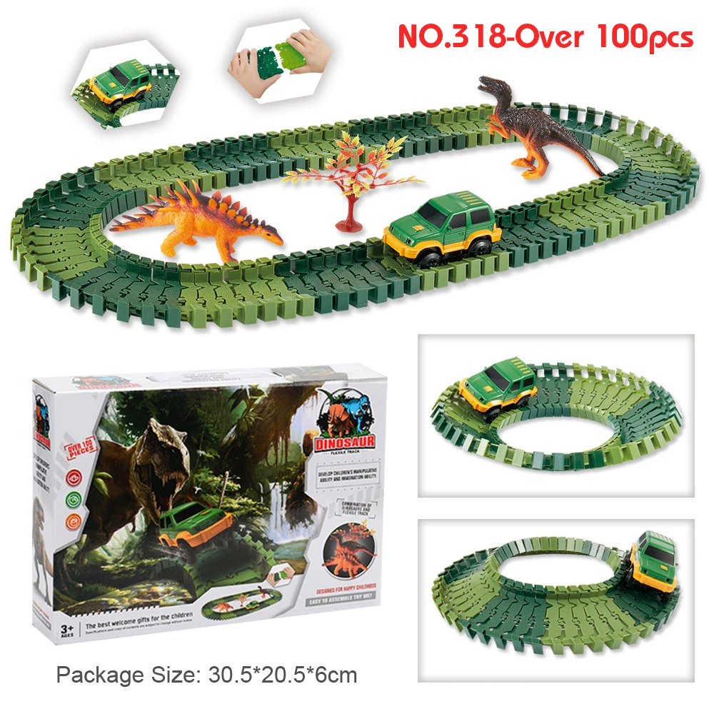 New Magical Track Set DIY Flexible Racing Track Funny Dinosaur Jurassic Park Creative Gift Educational Toys for Children Boys