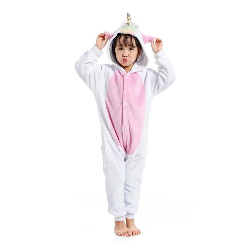 Дети кигуруми Onesie единорог пижамы для детей животных одеяло с динозавром пижамы Детский костюм зима мальчик девочка Единорог Jumspuit