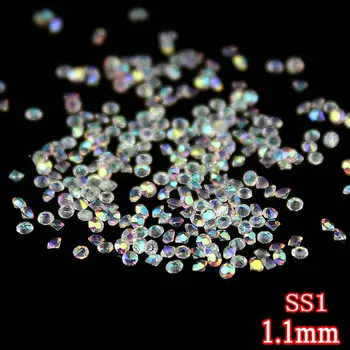 

Top Quality 1.1mm Clear/Clear AB New Crystal For 3D Nail Glass Mini Nail Rhinestones Decoration DIY ,1440pcs/pack