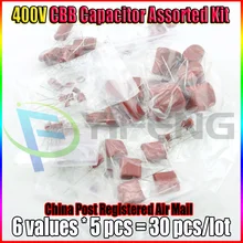 400V CBB Capacitor Assorted Kit,Sample bag,6ValuesX5PCS=30PCS,400V / 103J 473J 104J 334J 105J 155J,No Polarity AC Capacitor