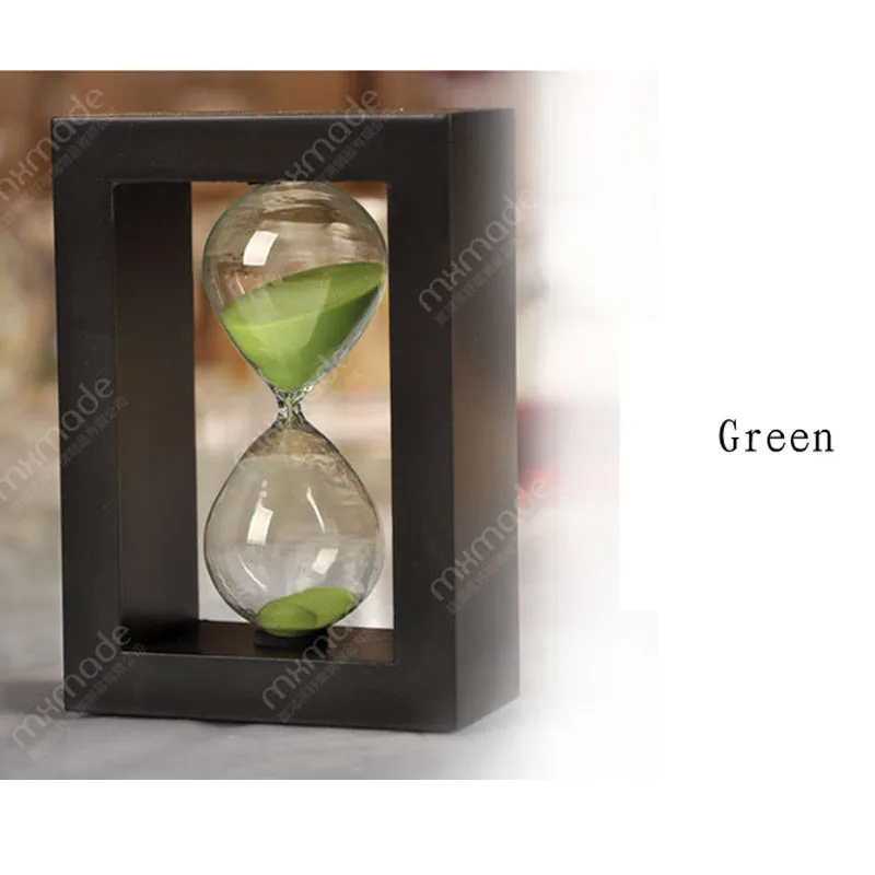 OUYUN деревянный каркас 10 песочные часы на минуту 10*5*14,5 см таймер офисный Декор песочное стекло 10 минут стеклянные песочные часы домашние декоративные - Цвет: Green