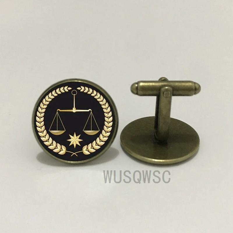WUSQWSC ручной работы золотой рефери Justice Balance мессенджер мужские запонки Серебряная
