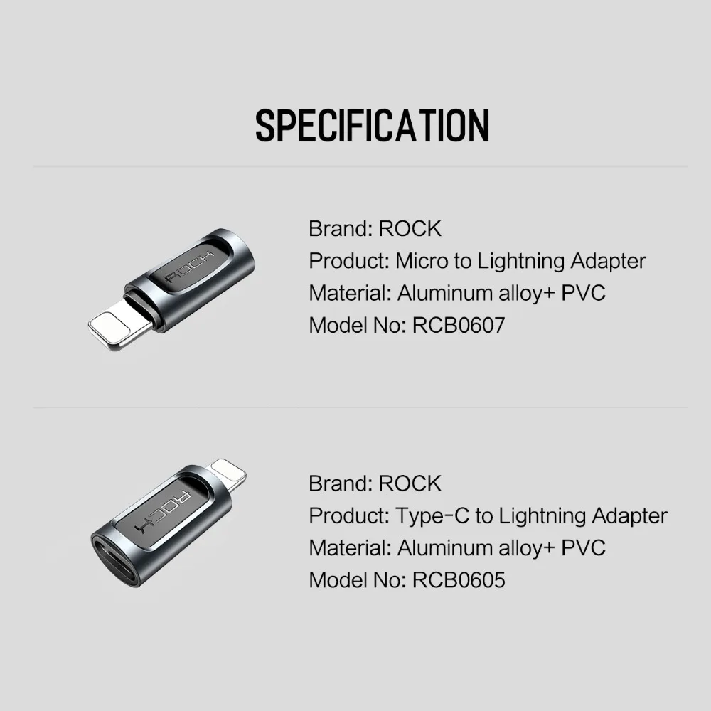 Rock для usb c к lightning адаптер зарядный кабель конвертер для iPhone xs max xr x 8 7 6 6s plus 5S 5 зарядное устройство штекер micro type c