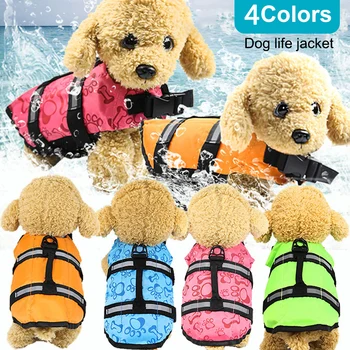 

Pet Dog Life Jacket Bones Patterns Safety Clothes Life Vest Harness Saver Pet Dog Swimming Preserver Clothes Summer Swimwer