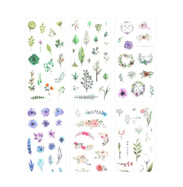 Planners Bullet Journaling Junk Journal Knaid Watercolor Flower Stickers Set Calendars and Notebook Assorted 36 Sheets Album Kid DIY Arts Crafts - Decorative Sticker for Scrapbooking