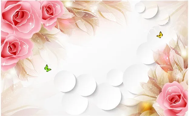 カスタム3d壁紙 ピンクのバラと蝶の壁画リビングルームのためのベッドルームのテレビの背景の壁ビニールpapelドparede Wallpaper Store Wallpaper For Sitting Roomwallpaper Natural Aliexpress