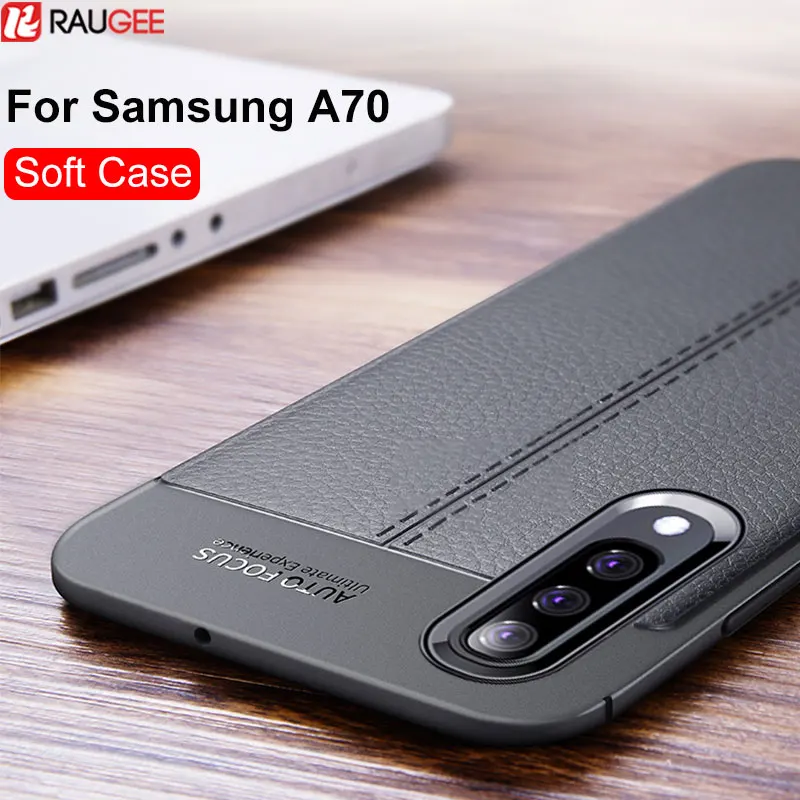 

For Samsung Galaxy A70 Case Silicone Bumper Matte Litchi Pattern Back Cover For Samsung A70 Case A 70 Coque Protection Funda