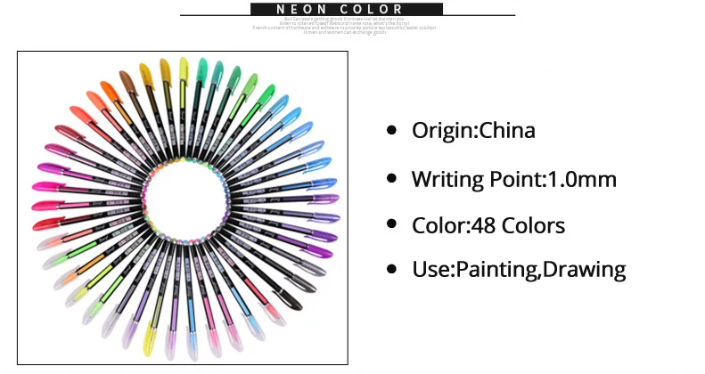 48 цветов блестящая ручка неоновый цвет 1,0 мм чернила Детские граффити гуашь гелевые ручки для школы кавайные ручки канцелярские товары для рукоделия