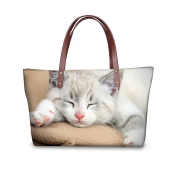 

Kawaii 3D lovely Pet Cat Pattern Women Tote Cross-body Bags Large Capacity Top-handle Bag for Female Luxury Messenger Bags
