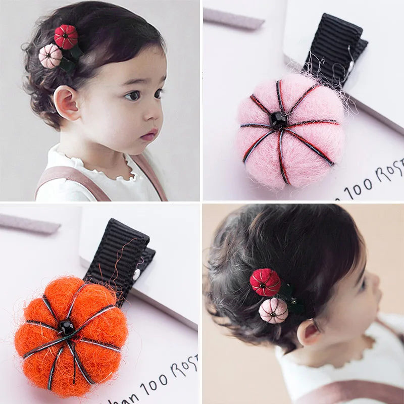 

Korean cute pumpkin baby girl hairpin princess baby safety clip does not hurt children Korean hair card hair ornaments