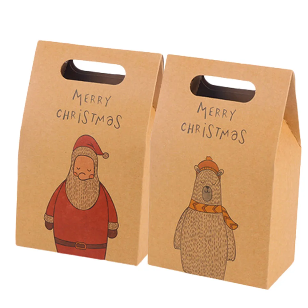 

Paper Gift Bags Retro Elk Pattern Santa Claus Packing Gift Bags Christmas Party Wedding Marriage Candies Cookie Packaging Bags