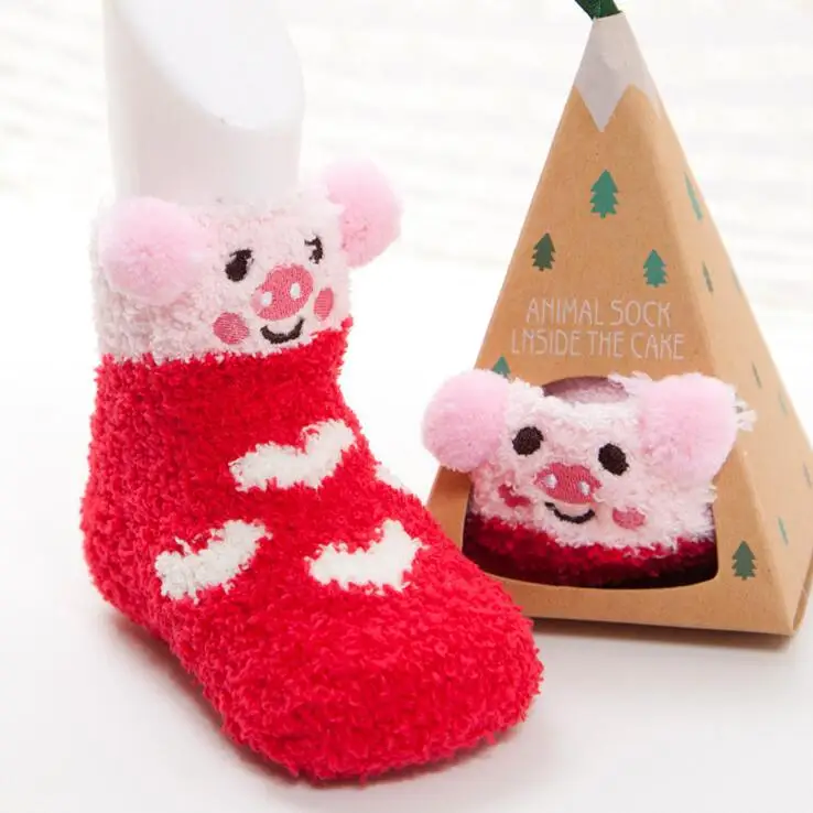 Нескользящие носки для новорожденных с милым мультипликационным принтом хлопковые зима-осень для малышей, девочки, мальчики, дети носки для новорожденных махровые теплые Шлепанцы из хлопчатобумажной ткани для маленьких девочек, дешевые вещи - Цвет: 3