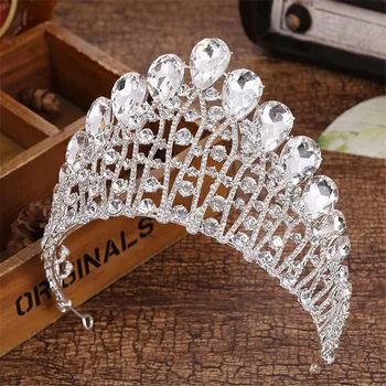 

18 Design Crystal Crown Tiara Wedding Hair Accessories Bride Statement Big Prom King Round Elegant Queen Pageant Hair Jewelry