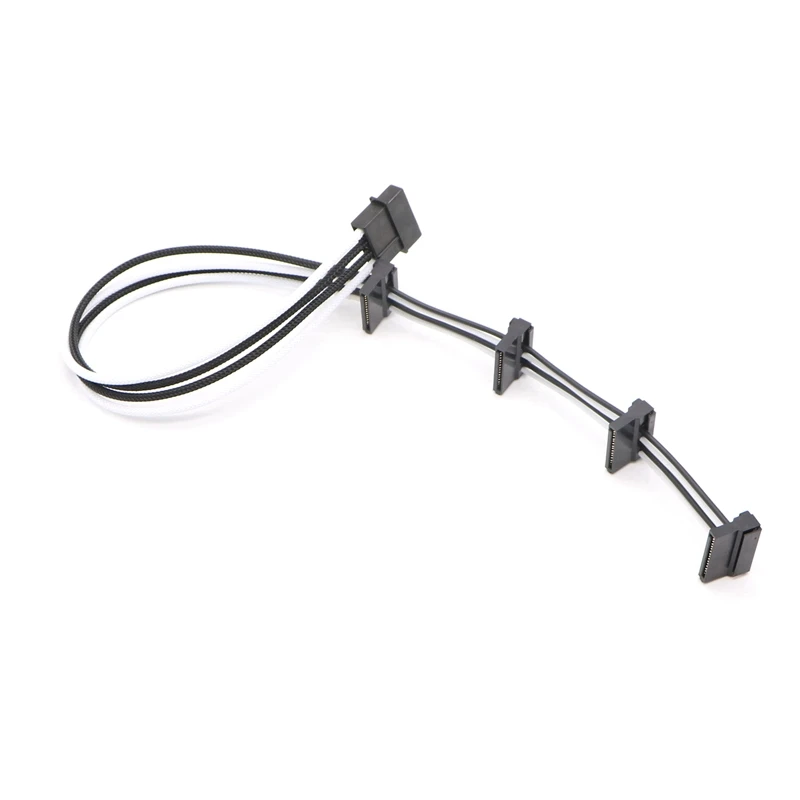 Многоцветные с одним рукавом IDE Molex 4Pin на 4x SATA 15Pin кабель адаптера