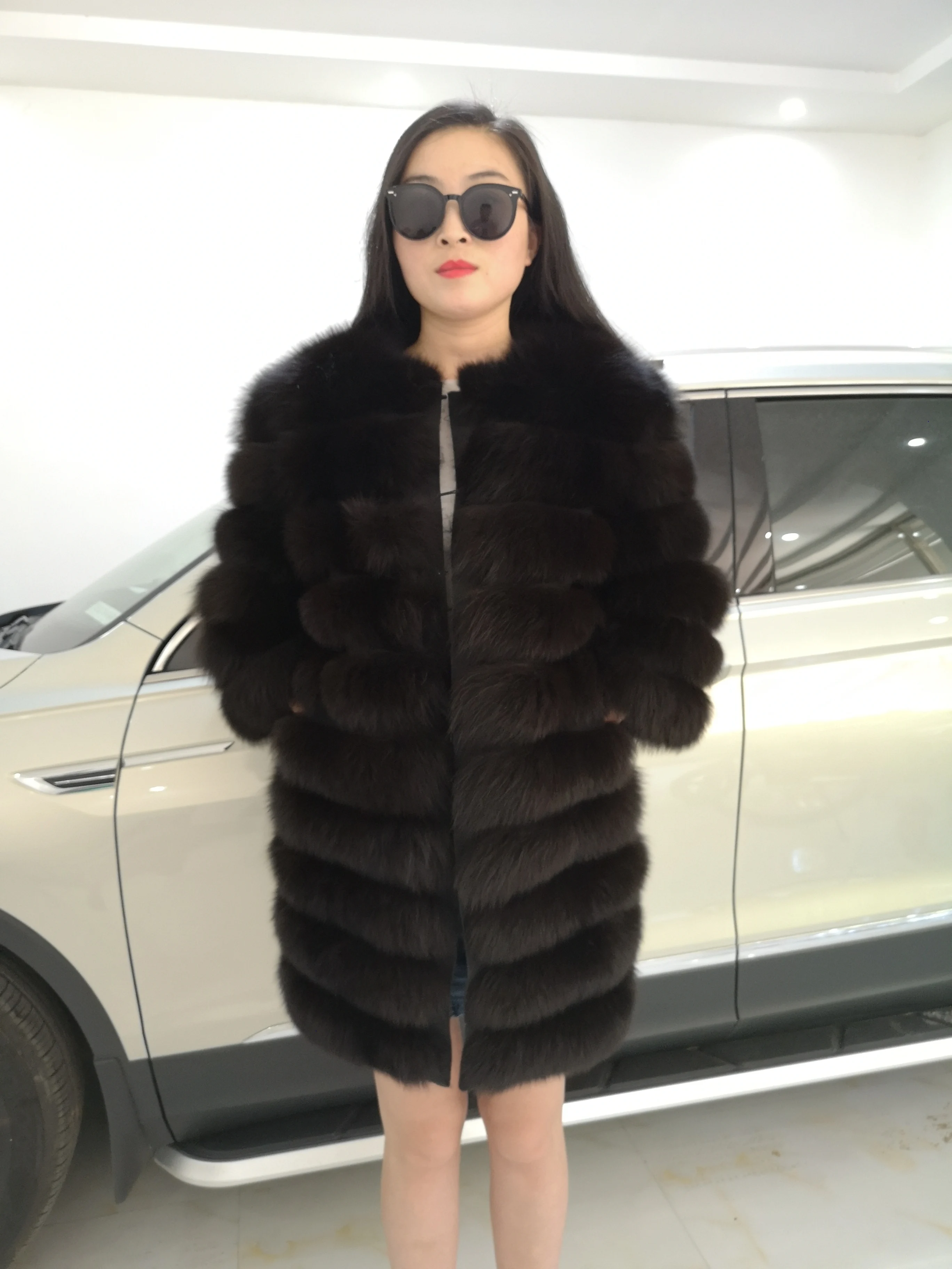 

Natural Fur Coat Women Real Fur Coat Long Style Fox Fur Women's Fur Coats Natural Fur winter Jacket Women Detachable New 2019