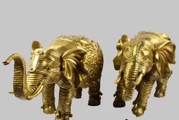 

13'' China Bronze Fengshui Lucky Elephant Statue A pair