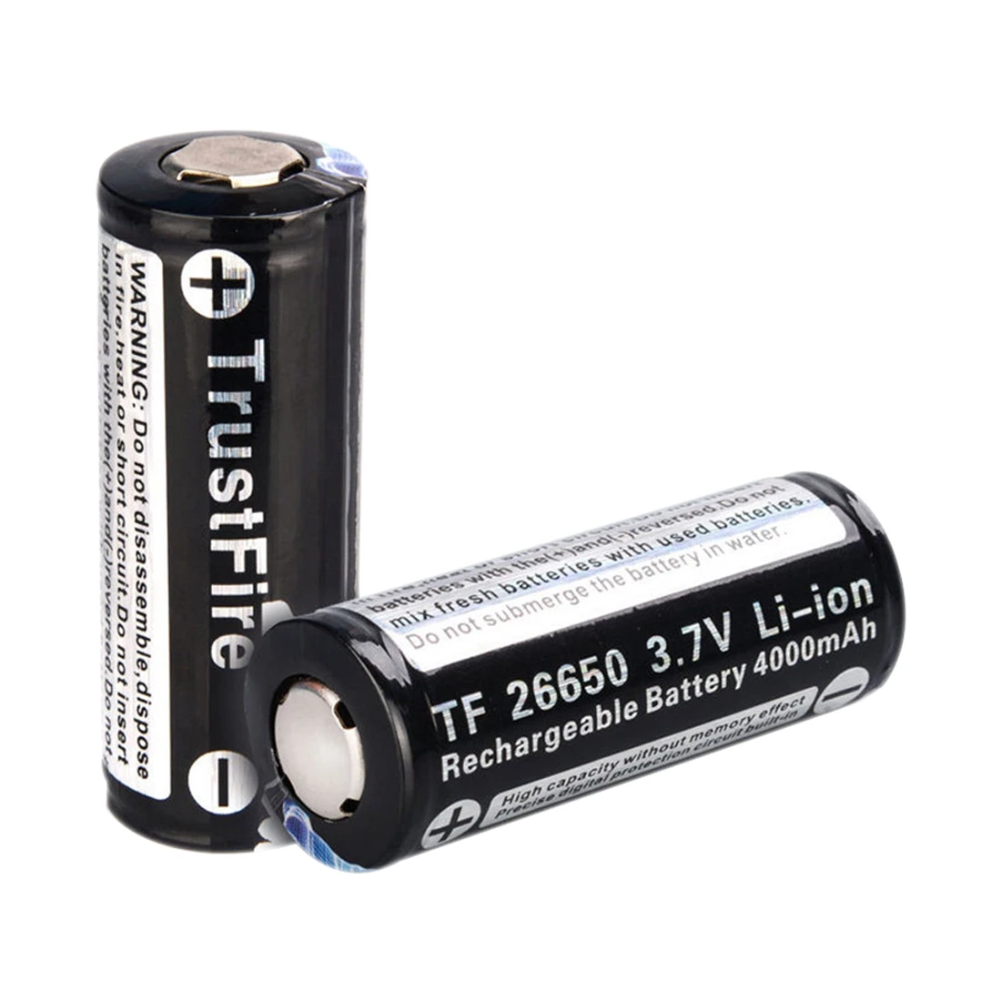 

TrustFire 2x 26650 3.7V 4000mAh Rechargeable Li-ion Battery PCB Protected Torch