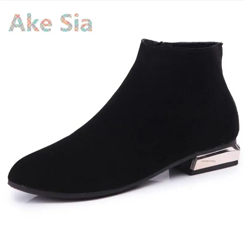 

Ake Sia Winter boots spring and autumn boots scrub wild female boots rough with Martin British boots bare boots women#3866