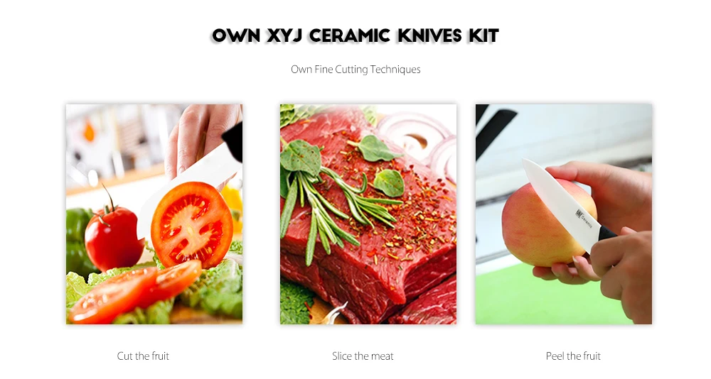 xyj 6 in 1 Kitchen Fruit Vegetable Paring Kit Slip-proof Handle Ceramic Knives with Peeler Holder