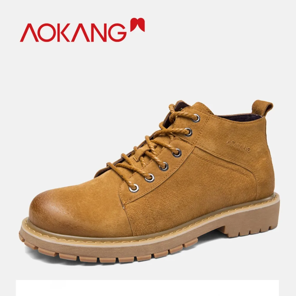 Britannique Plat Martin Chaussures yellow183431182 Aokang Black183431181 Style 2018 Nouvelle Faible Cheville Vintage Top Lacent Bottes D'hiver Hommes Low Mode Solide Épais Talon wHvSIqH