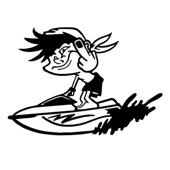 

Rude Jet Ski Rider Giving Finger Car Truck Window Laptop Motorcycle Helmet Vinyl Decal Sticker Car Accessories Car Styling