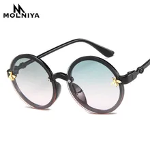 MOLNIYA/модные круглые солнцезащитные очки для мальчиков; классические солнцезащитные очки с рисунком пчелы для девочек; большие солнцезащитные очки; детские очки UV400