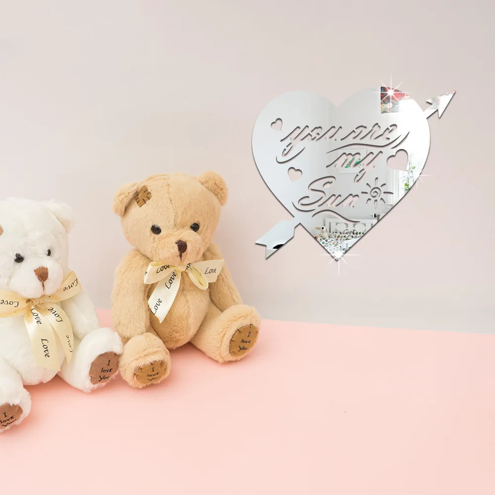 3D акриловые зеркальные настенные наклейки Love Heart съемный постер для комнаты