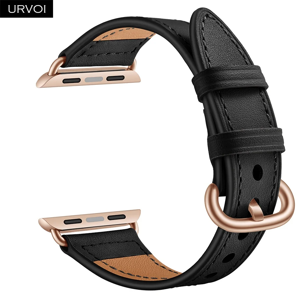 URVOI кожаный ремешок для apple watch серии 4 3 2 1 slim fit ремешок для iwatch классические цвета розового золота адаптер/пряжки 40 44 мм