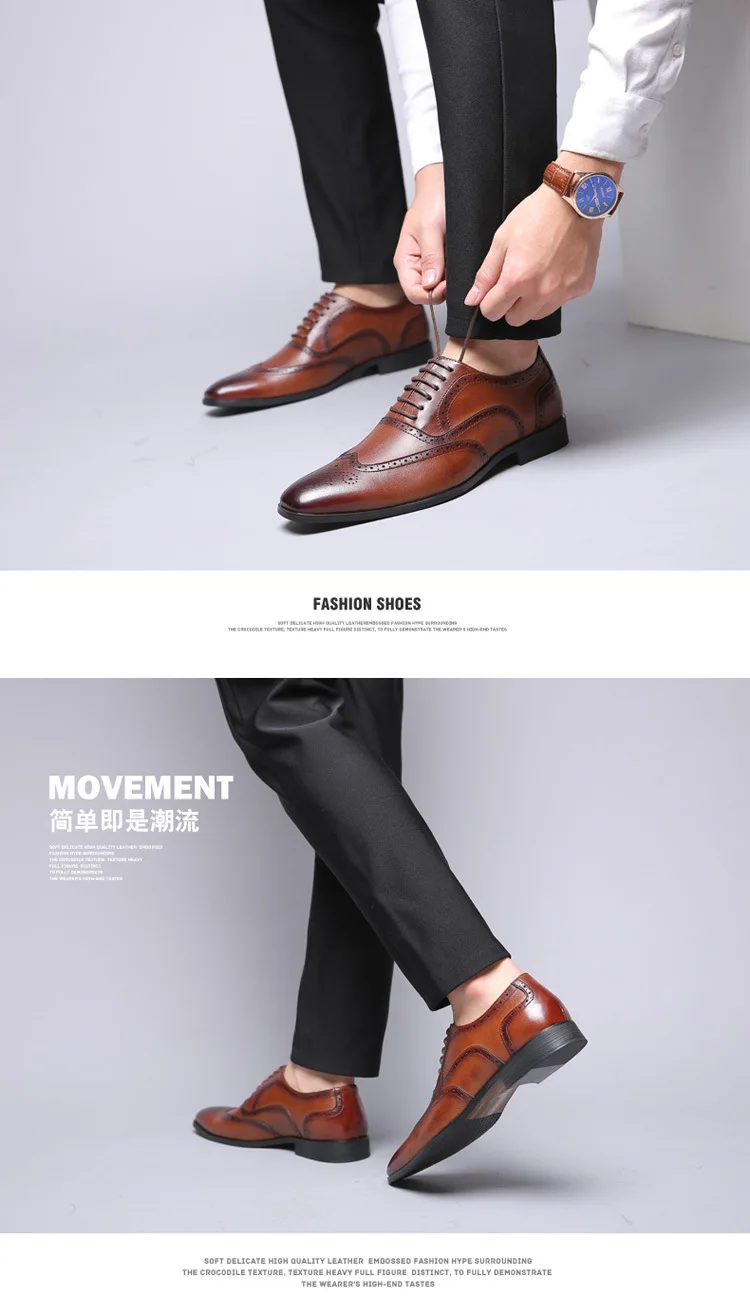Мужская кожаная обувь; модная обувь в стиле ретро в деловом стиле; повседневные мужские оксфорды в британском стиле; элегантная Свадебная обувь для мужчин