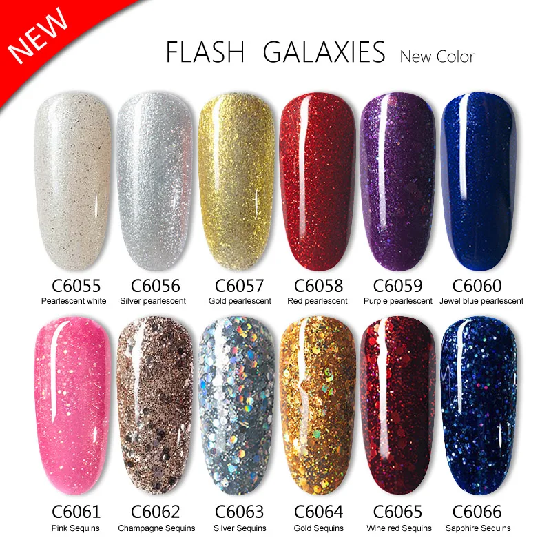 

CHUNSHU Color Painting Set UV Gel Polish Soak Off Nail Polish Lacquer Varnish Nail Art Design Manicure Explosive Flash 12Pcs 5ml