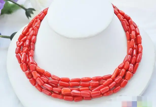

song voge gem nanJ0520 6row rice red coral necklace