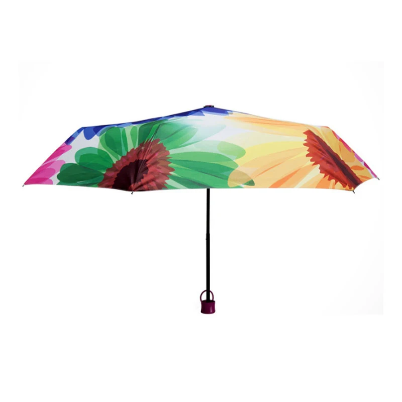 

Rainbow Flower Three Folding Women Umbrella Romantic Strong Wind Retro Pattern Umbrellas