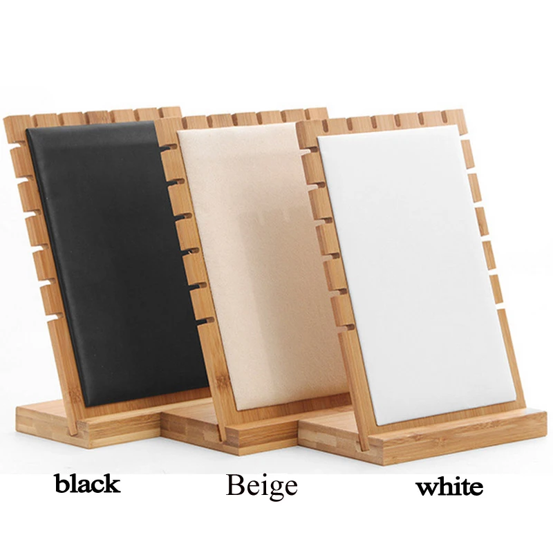 Rasalhaguer Fashion Bamboo Luxury Pendant Necklace Display Stand  L Holder PU Velvet Jewelry Display Women Jewellery Organizer