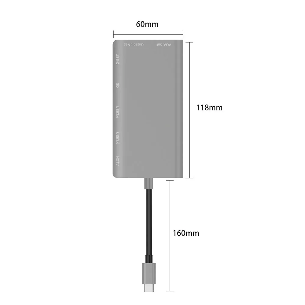 Устойчивый адаптер USB C к type C 8 в 1 USB 3,0 HDMI 4K VGA RJ45 адаптер SD TF кардридер концентратор для Android телефонов#5