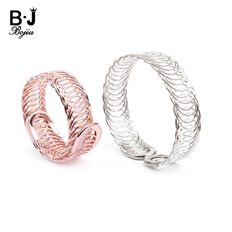 

BOJIU Punk Style Women's Cuff Bracelets Adjustable Gold-color Rose Gold Silver Lattice WristBand Boho Bracelets & Bangles BR023