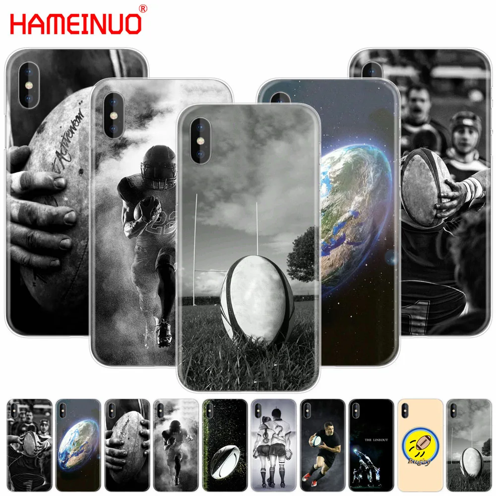 HAMEINUO الرجبي الكرة الرياضة الهاتف الخليوي غطاء حالة ل iphone X 8 7 6 4 4 ثانية 5 5 ثانية SE 5c 6 ثانية زائد