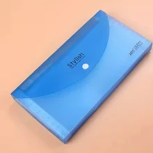 Кнопка закрытия 13 карман Пластик крышка Билл Файл в Папку Держатель Clear Blue