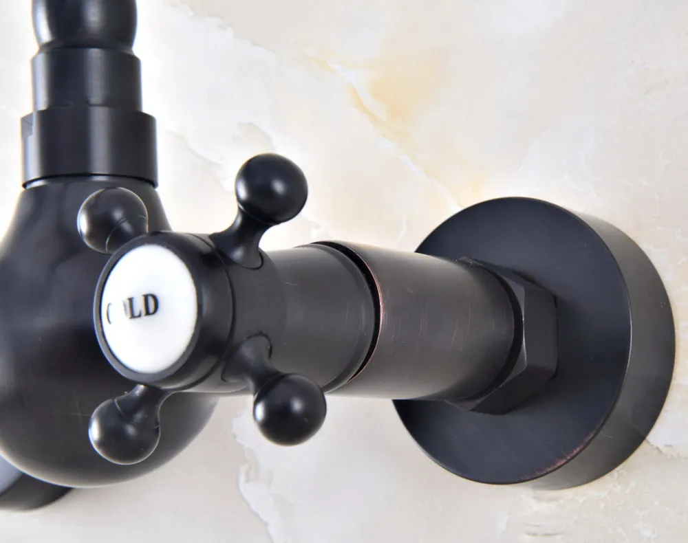 Black Oil Rubbed Antique Brass Double Cross Handles Swivel Spout Kitchen Bathroom Tub Sink  Faucet Mixer Water Taps anf463