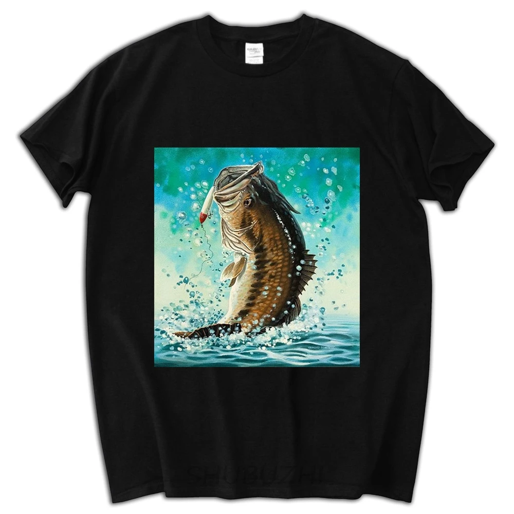 Bass Fishinger Top Live To Fish Rod Reel Graphic T-Shirt Small  Medium  Large Casual Short Sleeve Shirt Tee