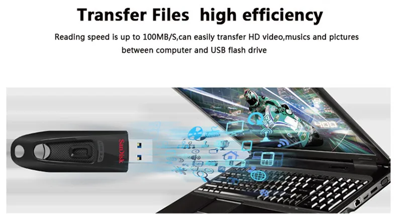 Двойной Флеш-накопитель SanDisk CZ48 USB3.0 флеш-накопитель 32 ГБ флэш-накопитель 64 ГБ флеш-накопитель 128 ГБ U диск 256 ГБ USB Key16GB мини флеш-накопитель для ПК/ТВ 100 МБ/с