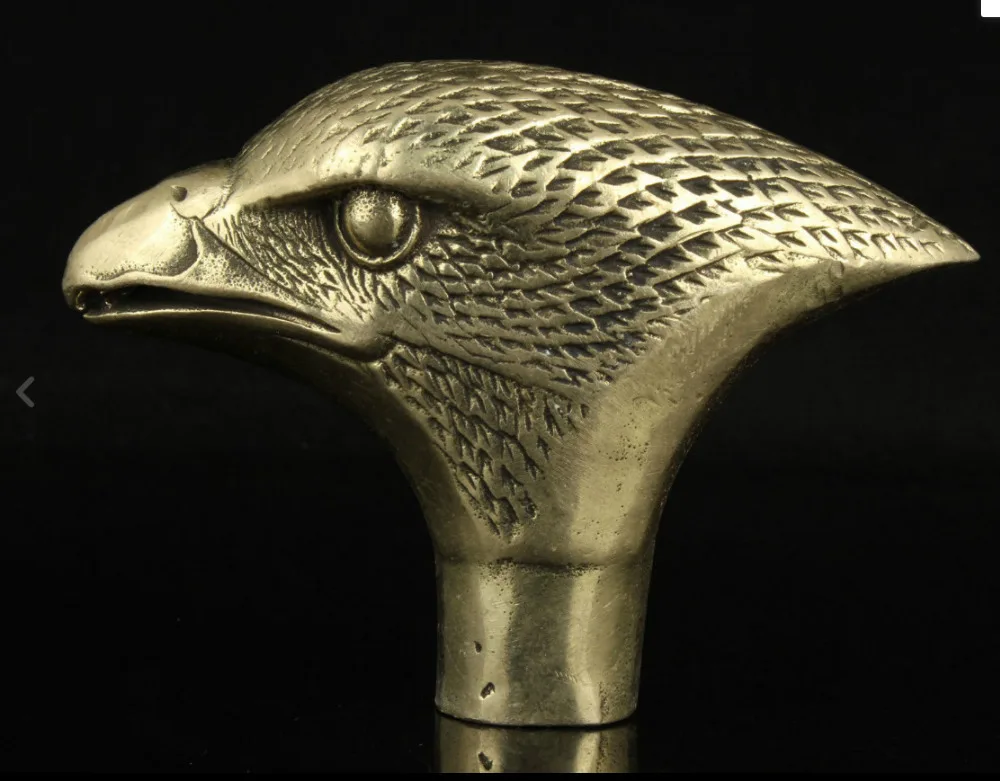 

671115906*++China Collectible Handwork Bronze Fierce, Realistic Eagle Statue Cane Head