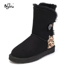 Top quality Genuine Sheepskin Leather Snow Boots Natural Fur New Fashion Botas Mujer Winter Waterproof Wool Shoes For Women