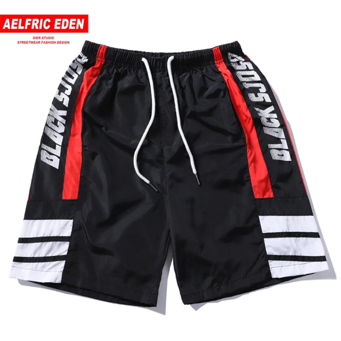 Aelfric Eden хлопковая уличная одежда с буквенным принтом, с несколькими карманами, мужские шорты на шнурке, пэчворк, обычные спортивные штаны Harajuku