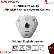 Hikvision Original English Version DS-2CD6332FWD-IS 3MP PoE Audio WDR 360 Degree Fisheye e-PTZ Dome IP Camera DHL Free Shipping
