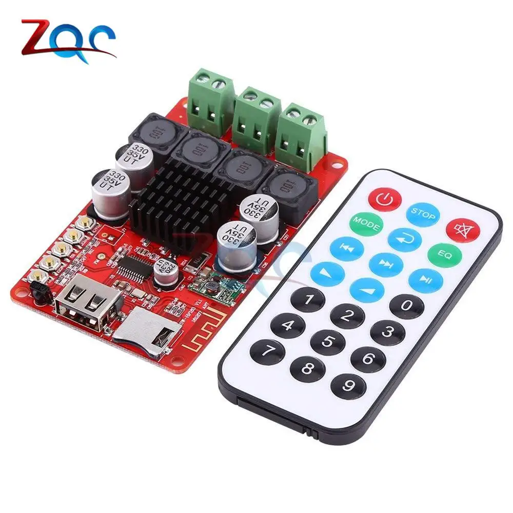 

TPA3116 50W+50W Bluetooth Receiver Digital Audio Amplifier Board TF card U disk player FM Radio With Remote control Controller